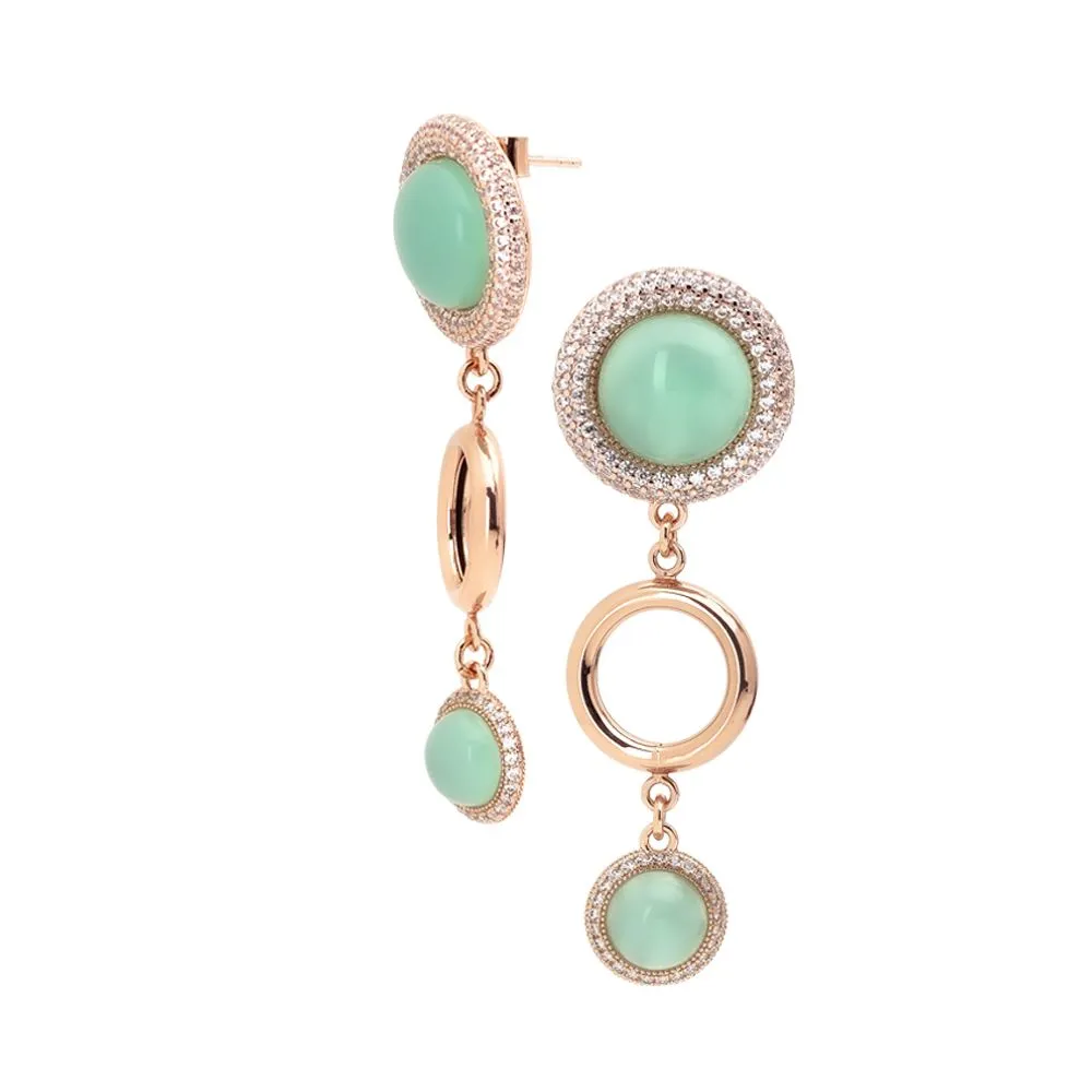 Orecchini dal pendente di cristalli verde acqua e cerchio liscio