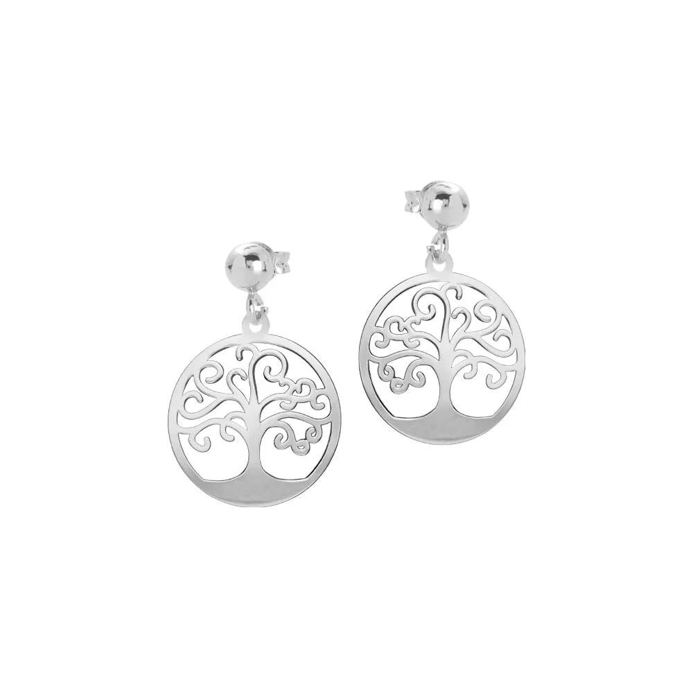 Orecchini rodiati con albero della vita pendente
