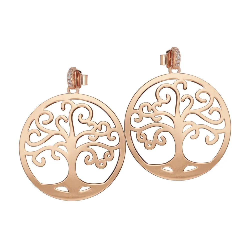 Orecchini rosati con maxi pendente e zirconi