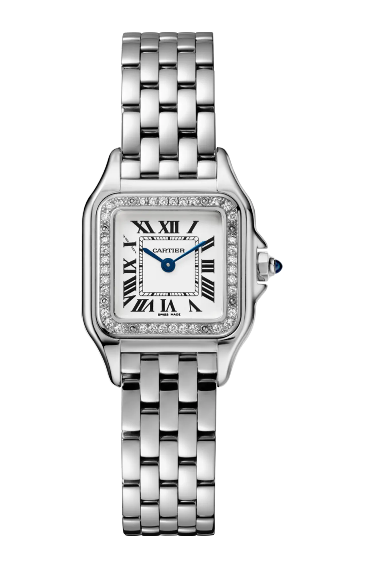 PANTHÈRE DE CARTIER, MODELLO PICCOLO, ACCIAIO, DIAMANTI, QUARZO - W4PN0016