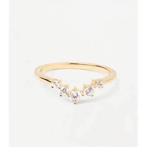 Anello Ciel PDPAOLA Argento Placcato Oro Giallo 18kt Zirconi Bianchi