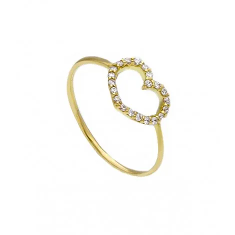 Anello Cuore Silhouette Oro Giallo 18kt e Zirconi