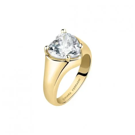 Anello Chiara Ferragni Donna Diamond Heart Zirconi Placcato Oro Giallo 18 Kt White J19AUV36012