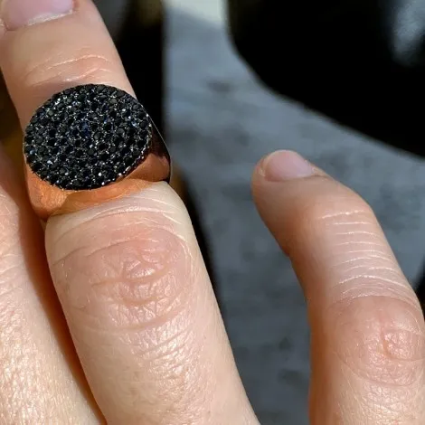 Anello Donna Raggi Argento 925 Rosato Zirconi Neri