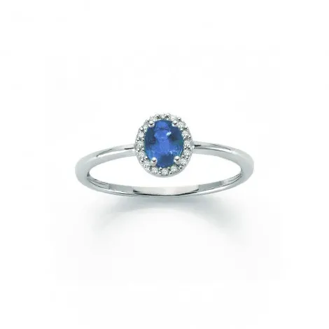 Anello Donna Raggi Oro Bianco 9kt Zaffiro 0,25ct Diamante 0,05 G SI