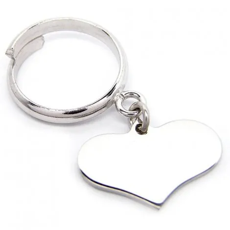 Anello Con Cuore Pendente in Argento