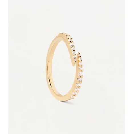 Anello Embrace PDPAOLA Argento Placcato Oro Giallo 18kt Zirconi Bianchi