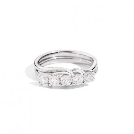 Anello Fedina 5 Diamanti Doppio Filo Isabella Oro Bianco 18 Kt Diamanti 0,70 Ct E SI R61MZ001/B070