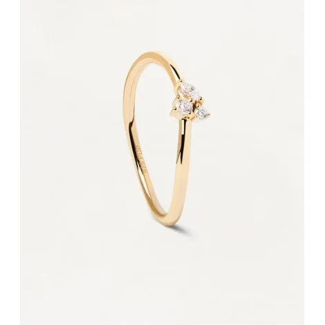 Anello Lua PDPAOLA Argento Placcato Oro Giallo 18kt Zirconi Bianchi