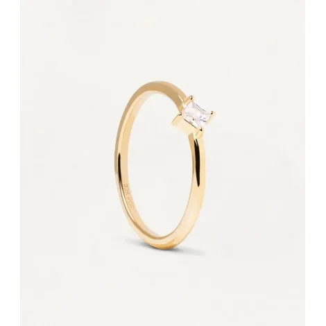 Anello Obi PDPAOLA Argento Placcato Oro Giallo 18kt Zirconi Bianchi