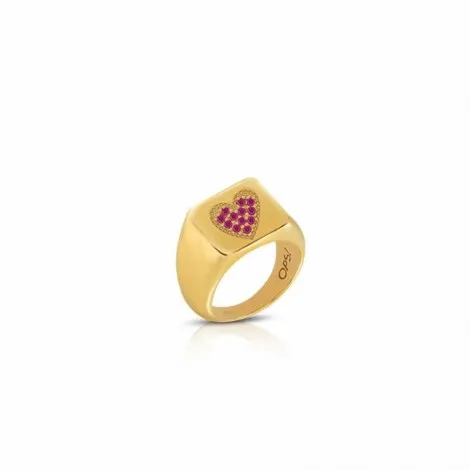 Anello OPS Icon Argento 925 Gold Cuore Zirconi Rossi OPS-ICG12-08