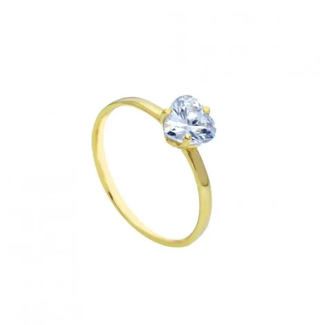 Anello Cuore Oro Giallo 9kt  Zircone Bianco