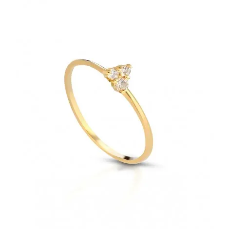 Anello Raggi Trilogy Triangolo Oro Giallo 9kt Diamanti 0,08ct G VS1