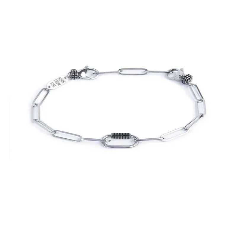 Bracciale Marlù catena a maglia larga diamantata con elemento ovale al