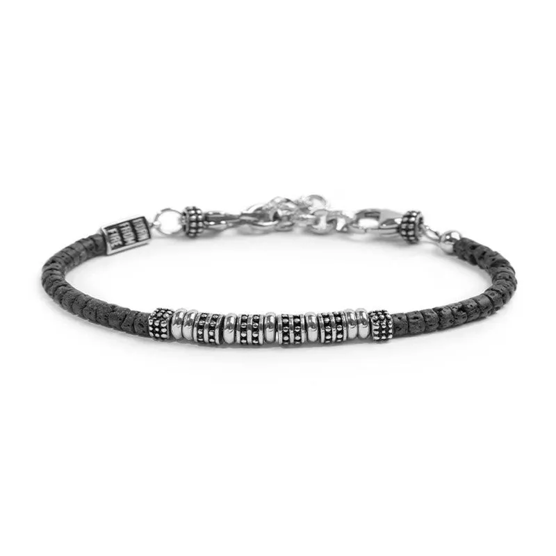 Bracciale Marlù uomo Pietra lavica