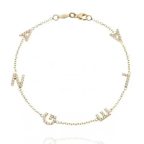 Bracciale con Nome in Oro Giallo 18kt e Zirconi