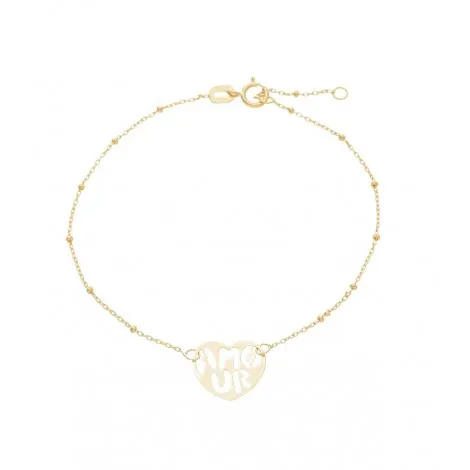 Bracciale Cuore Traforato Scritta Amour Oro Giallo 18kt