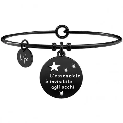 Bracciale Donna Kidult Nero L'Essenziale è Invisibile Agli Occhi 731704
