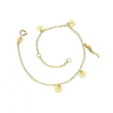 Bracciale  Ciondoli Portafortuna in Oro Giallo 9kt