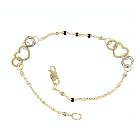 Bracciale Cuori Oro Bicolore 9kt