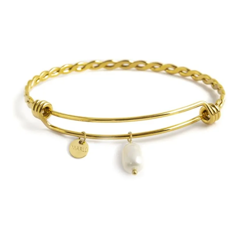 Bracciale bangle Marlù Torchon perla gold