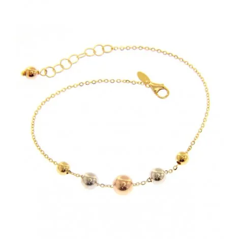 Bracciale Tre Ori Sfere Oro Giallo 18kt