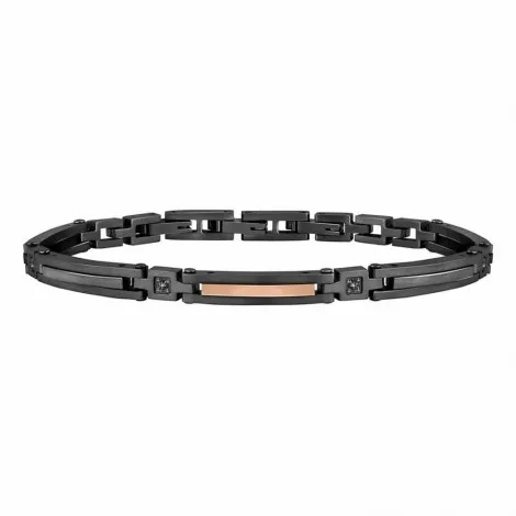 Bracciale Uomo Sector Acciaio Nero Rosé Cristalli Neri SAFT26