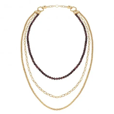 Breil Collana Donna Kaleido Tre Giri Acciaio Gold Granati TJ3005