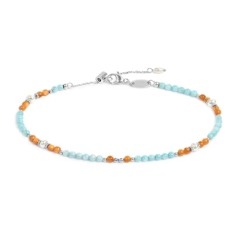 Cavigliera Marlù donna Elementi madreperla colorati e perle bianche ir