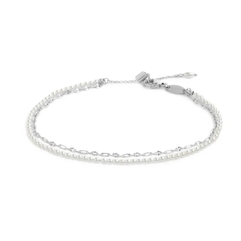 Cavigliera Marlù donna Doppia catena con perle