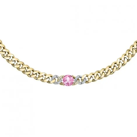 Collana Chiara Ferragni Donna Chain 38-4 cm Zirconi Placcata Oro Giallo 18 Kt Silver Pink J19AUW25