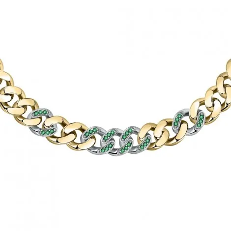 Collana Chiara Ferragni Donna Chain 38+7 cm Silver Placcata Oro Giallo 18 Kt Zirconi Green J19AUW47