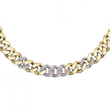 Collana Chiara Ferragni Donna Chain 38+7 cm Silver Placcata Oro Giallo 18 Kt Zirconi Pink J19AUW50