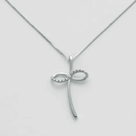 Collana Donna Miluna Oro Bianco 9kt Croce Diamanti 0,075ct CLD4227X