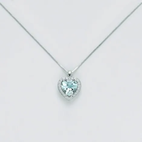 Collana Donna Miluna Cuore Diamanti 0,09 ct e Acquamarina 0,95ct CLD4213