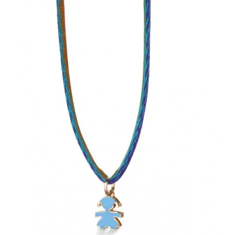 Collana Le Bebé Mini Sagoma Bimba Oro Rosa Smalto Indaco LBB055-IND