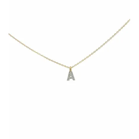 Collana Lettera Pendente Oro Giallo 9kt Diamanti 0,06 ct