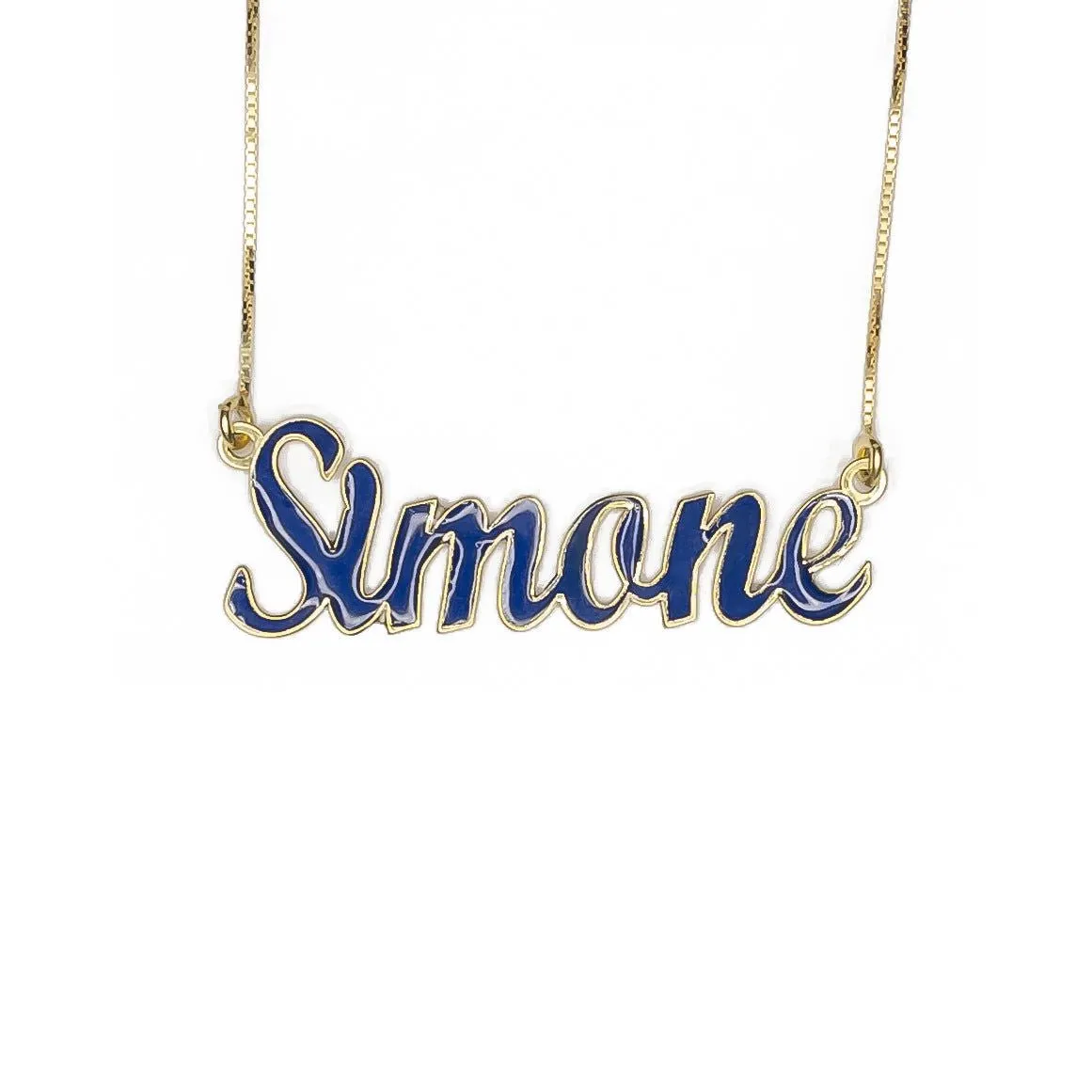 Collana Nome Smaltato Blu