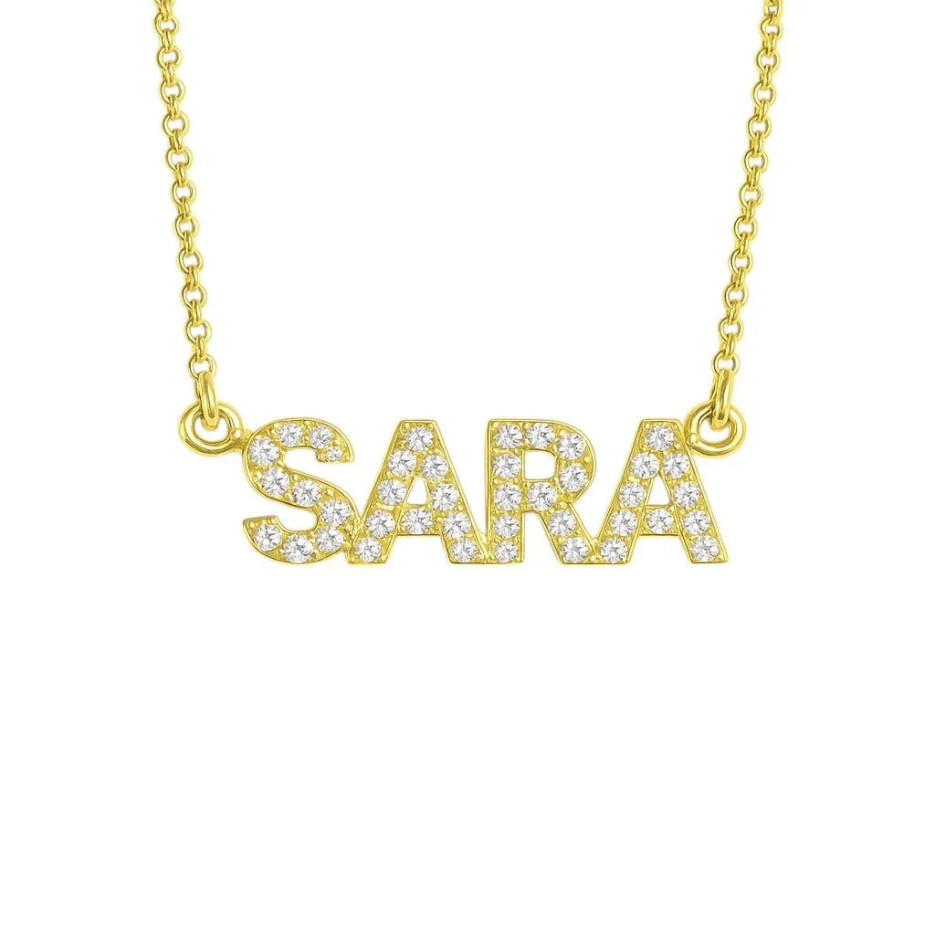 Collana Nome Stampatello Zirconato