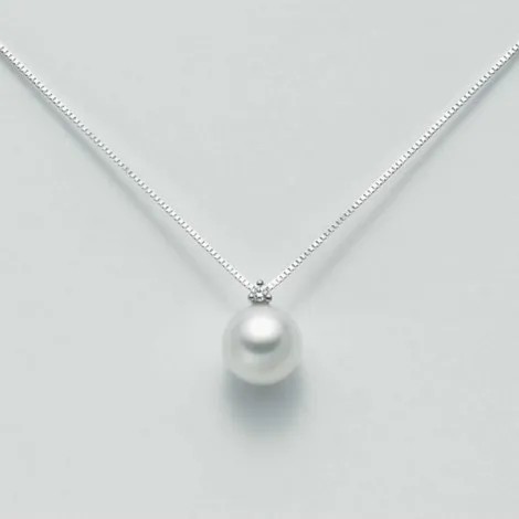 Collana Perla Miluna Brillante Perla Regina Oro Bianco 18kt Diamante 0,02ct PCI995BM_2V5
