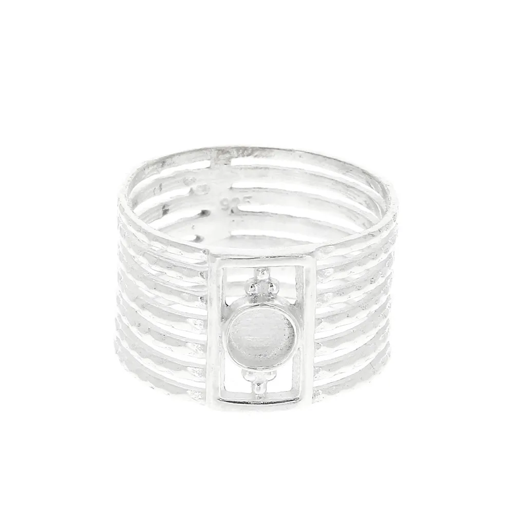 Anello 7 anelli rigido per cabochon 4 mm - dimensione 54 - Argento 925 x1