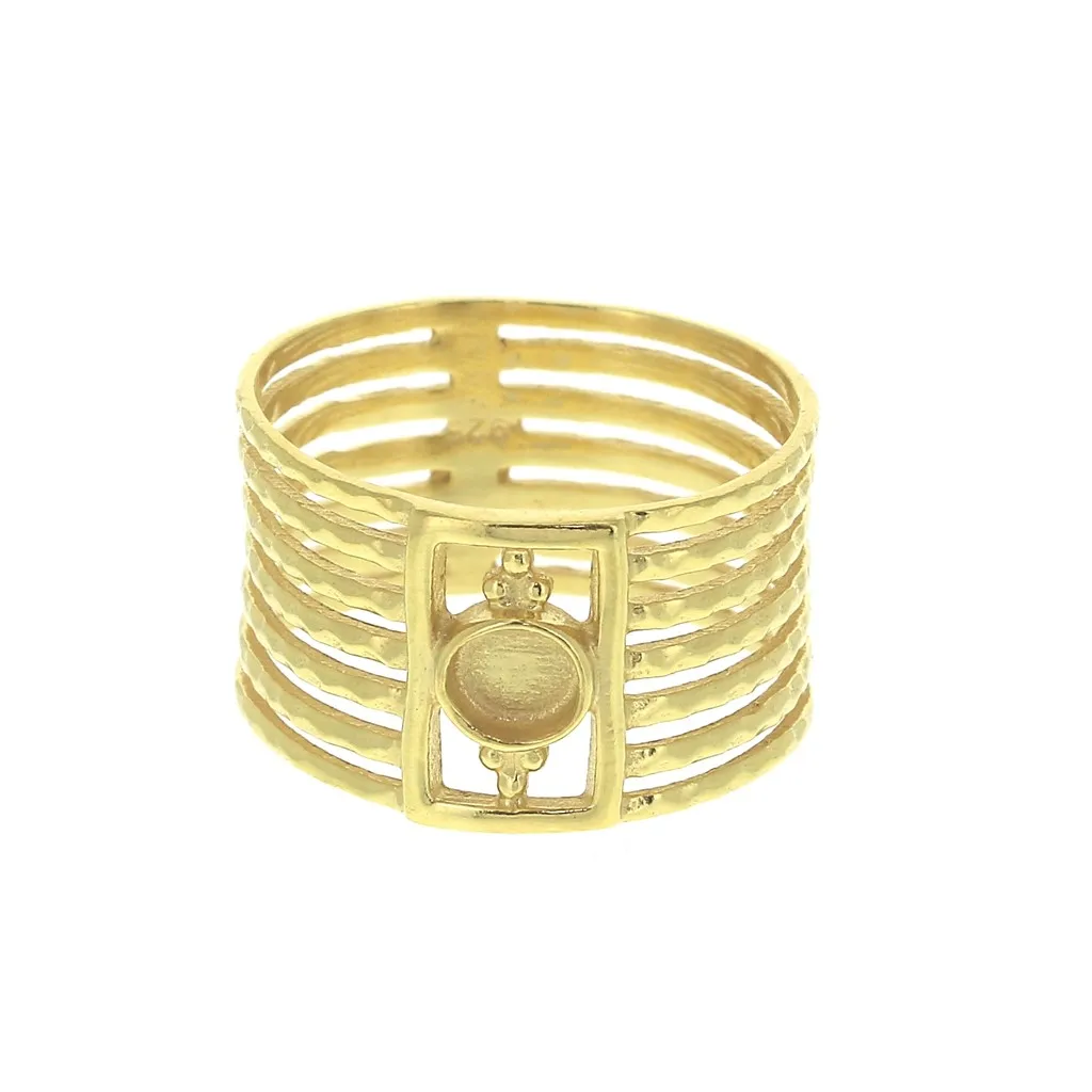 Anello 7 anelli rigido per cabochon 4mm T52 - Argento 925 Dorato oro fino x1