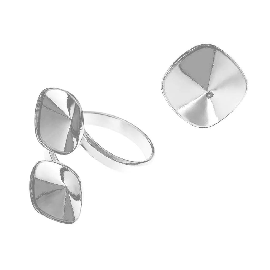 Anello doppio cabochon PureCrystal 4470 12 mm in Argento 925 x1