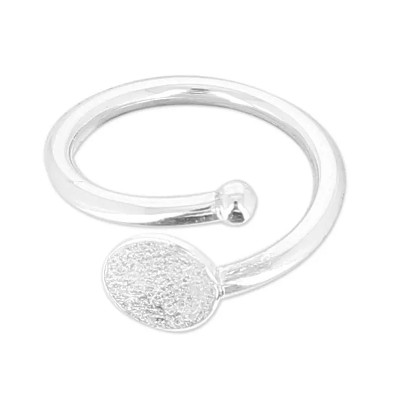 Anello flessibile taglia 52 con plateau 8 mm in Argento 925 x1