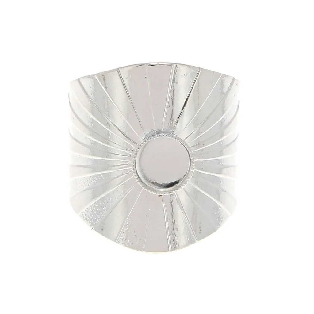 Anello largo regolabile incastonato per cabochon fondo piatto 6 mm - Placcatura argento finox1