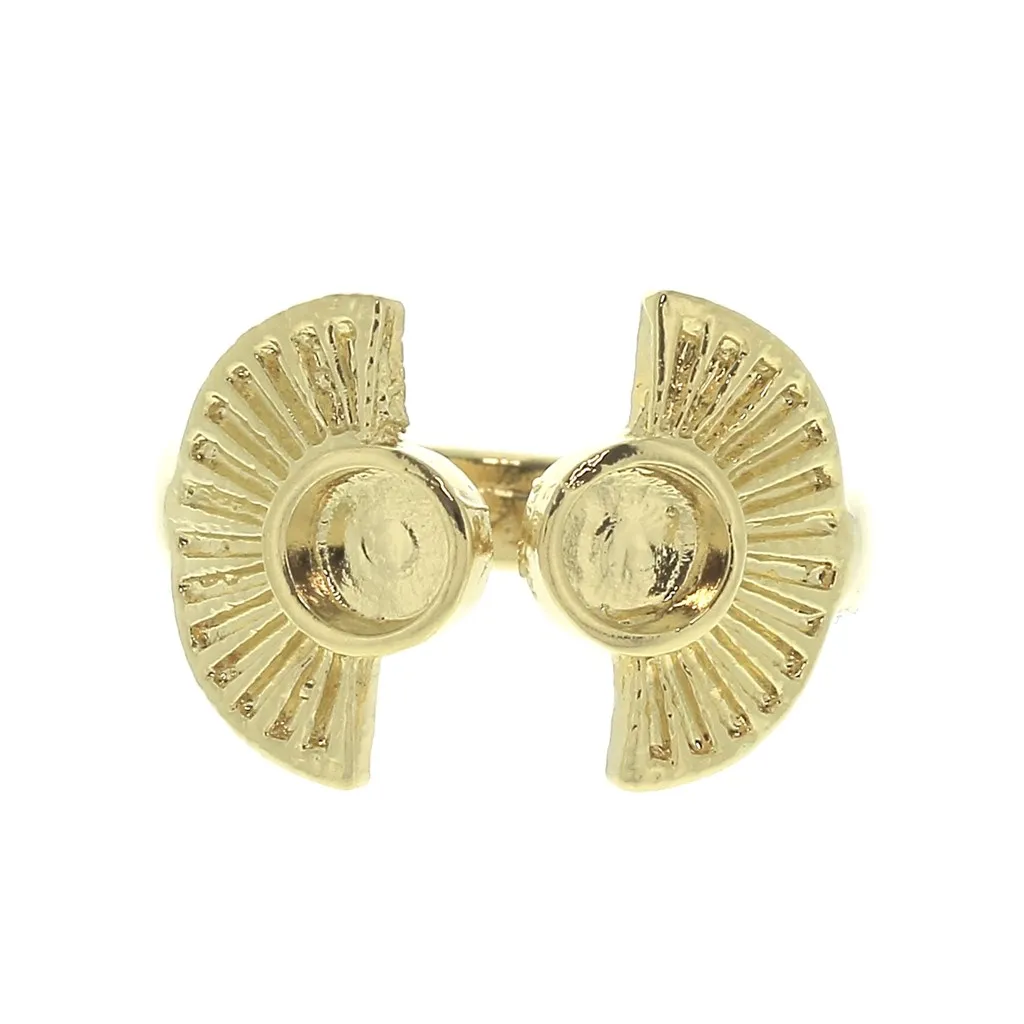 Anello regolabile doppio castone per cabochon 4mm - Placcato Oro 3 micron x1