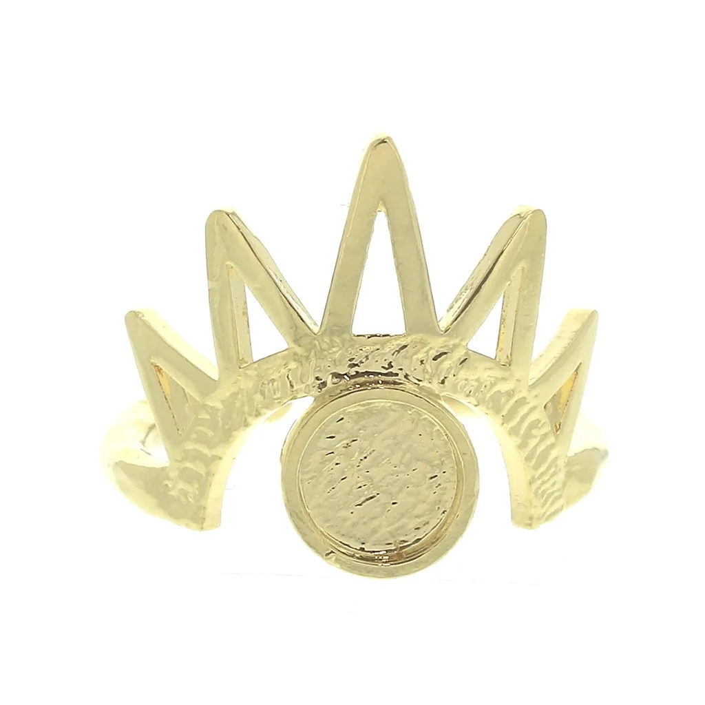 Anello regolabile mezzo-sole etnico cabochon 6 mm Placcato Oro 3 micron x1