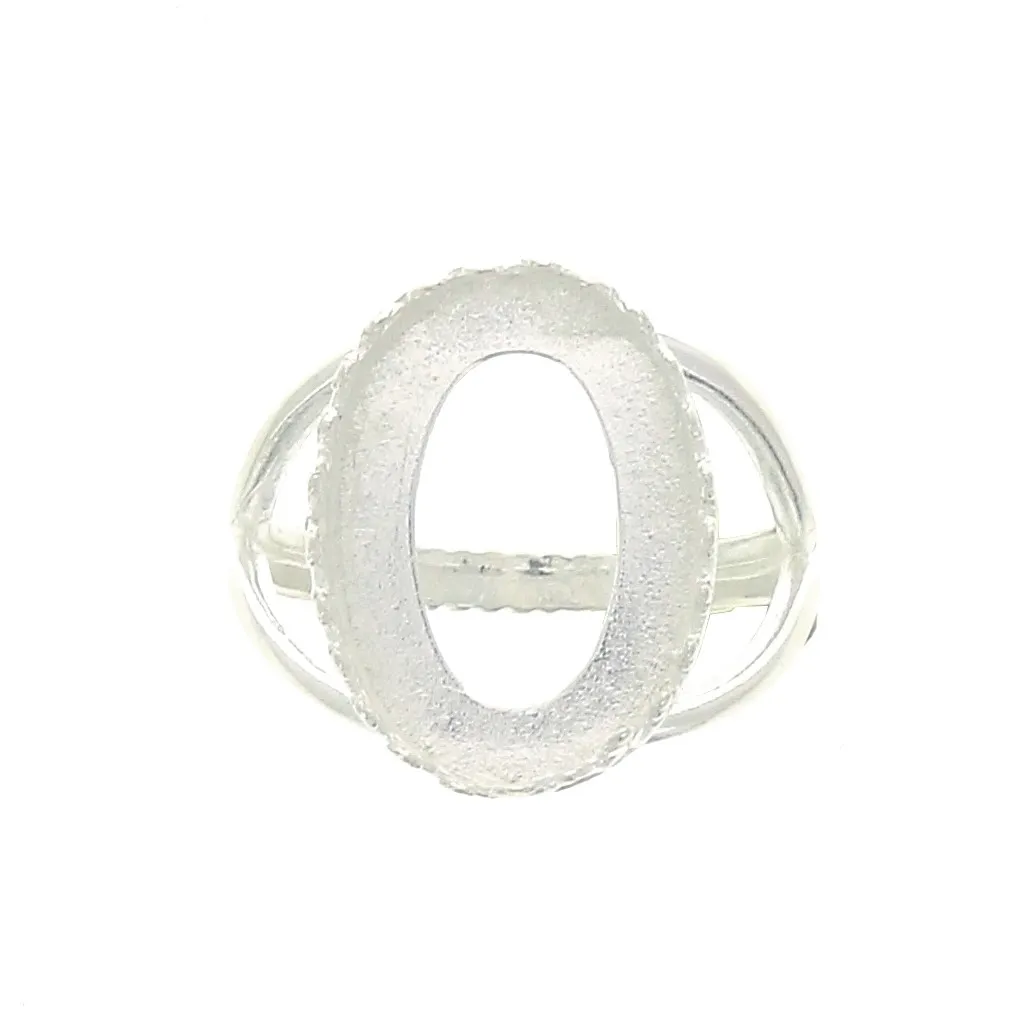 Anello regolabile per cabochon 18x13 mm - Placcatura argento fino x1