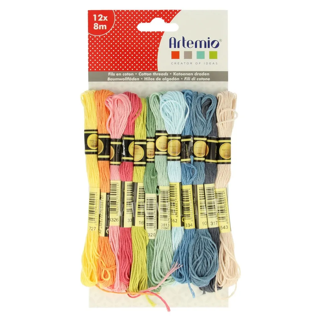 Assortimento 12 matassine per bracciale brasiliano & ricamo - Pastello x1