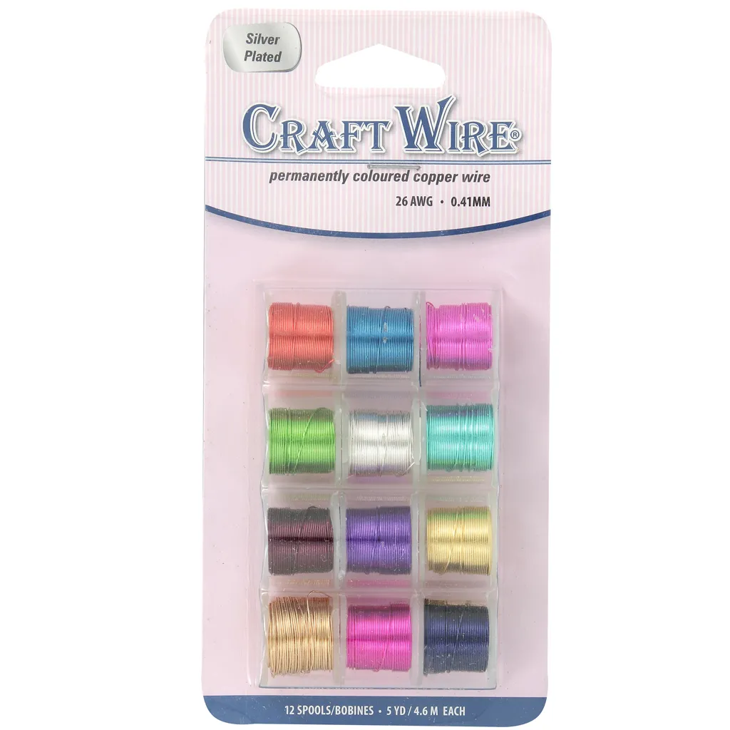 Assortimento di 12 bobine di filo di rame da 0,41 mm x 55 m